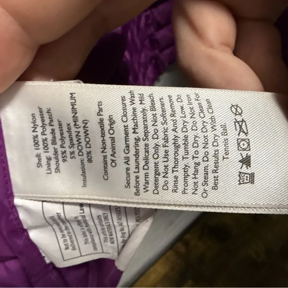 Eddie Bauer First Ascent Kids Girls Puffer Jacket Large 14/16 Purple Hooded Down